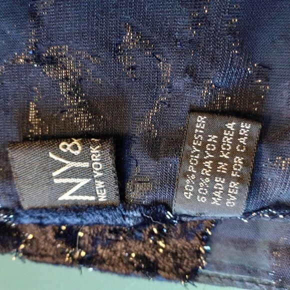 NY&CO Polyester/Rayon Navy Blue and Velvet Black flowers - Picture 2 of 5